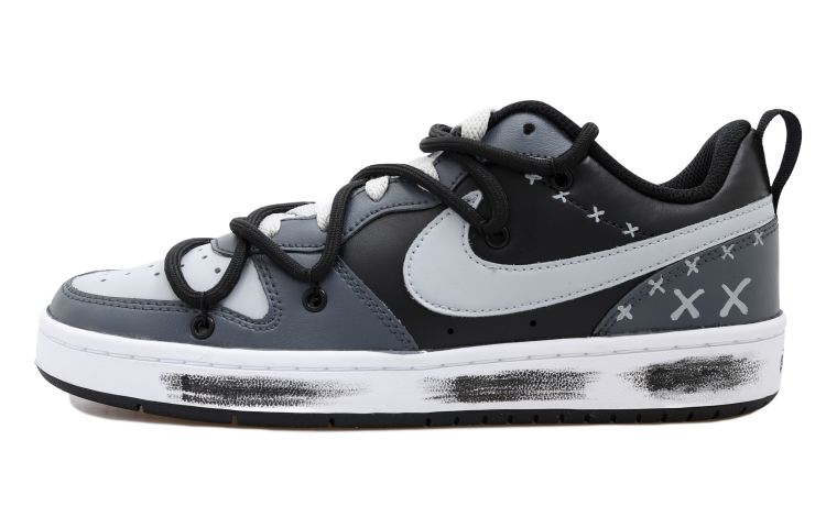 [Custom Shoes] Nike Court Borough Low 2 'Vintage Deconstructed Black Grey'