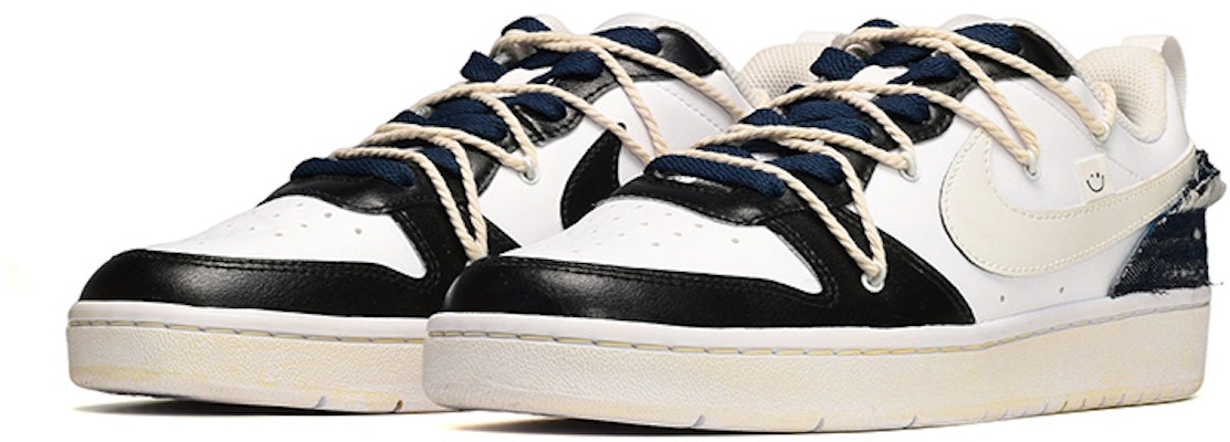 【定制球鞋】 Nike Court Borough Low 2 做舊風 復古牛仔 笑臉布貼 低幫 板鞋 GS 黑白 Lookbook 【定制球鞋】 Nike Court Borough Low 2 做舊風 復古牛仔 笑臉布貼 低幫 板鞋 GS 黑白