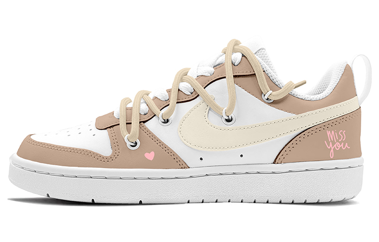 Buy [Sepatu Khusus] Nike Court Borough Low 2 'Putih-Coklat' BQ5448-100(TeamK-奶油可可)