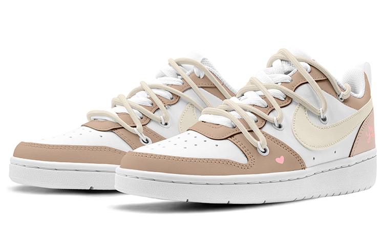 Lookbook [Sepatu Khusus] Nike Court Borough Low 2 'Putih-Coklat' BQ5448-100(TeamK-奶油可可)