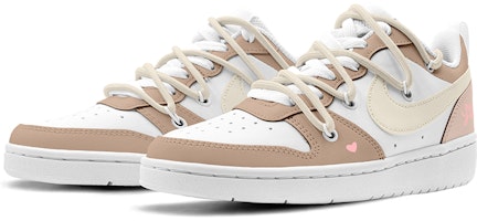 ナイキ コート バーロウ LOW 2 白/茶 カスタム BQ5448-100(TeamK-奶油可可) Lookbook ナイキ コート バーロウ LOW 2 白/茶 カスタム BQ5448-100(TeamK-奶油可可)