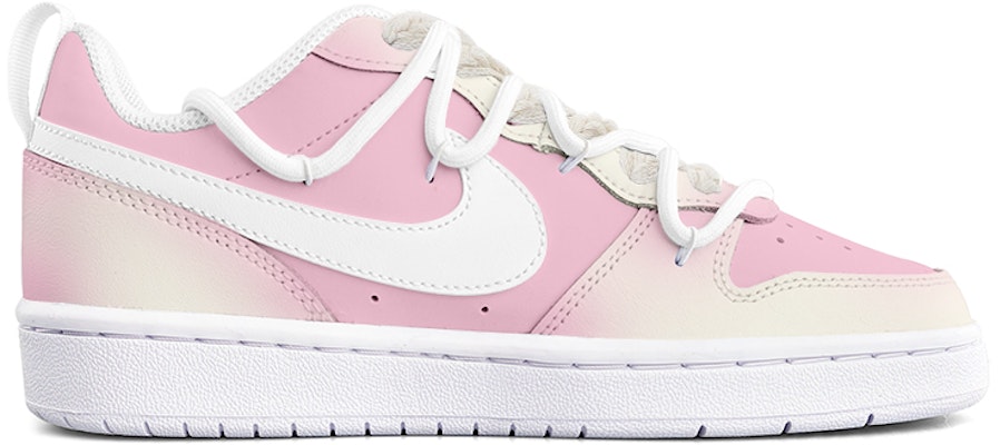 【訂製球鞋】Nike Court Borough Low 2 白糖少女 潮流 星星 漸變 解構鞋帶 休閒 低筒 板鞋 GS 粉色 Order 【訂製球鞋】Nike Court Borough Low 2 白糖少女 潮流 星星 漸變 解構鞋帶 休閒 低筒 板鞋 GS 粉色