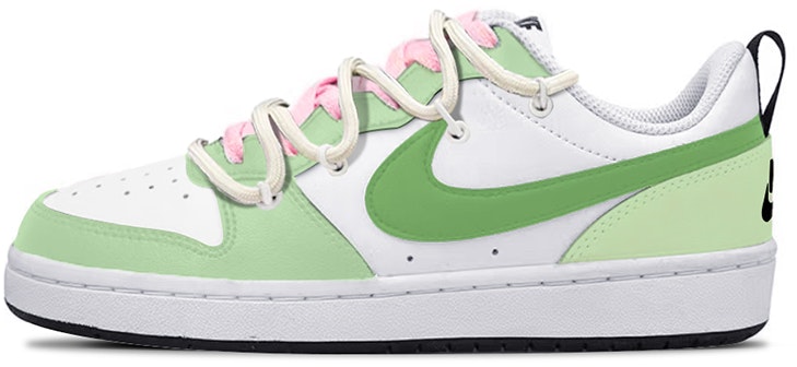 custom-shoes-nike-court-borough-low-2-white-green-pink-little-green-snake