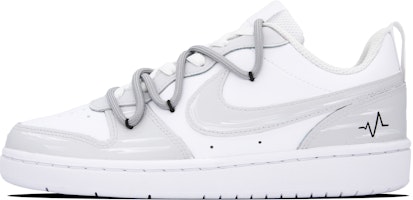 【訂製球鞋】Nike Court Borough Low 2 心電圖 低筒 板鞋 GS 白灰 Buy 【訂製球鞋】Nike Court Borough Low 2 心電圖 低筒 板鞋 GS 白灰