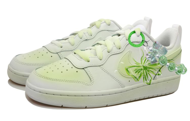 Lookbook [Zapatillas Personalizadas] Nike Court Borough Low 2 'Blanco Verde' BQ5448-100(Team拾玖-白绿蝴蝶S-BOX)