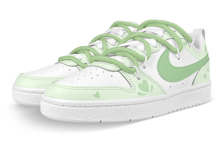 Lookbook [Sneakers Kustom] Nike Court Borough Low 2 'Putih Hijau Siluet Hati' BQ5448-100(Team叁-女C绿心解SBOX)