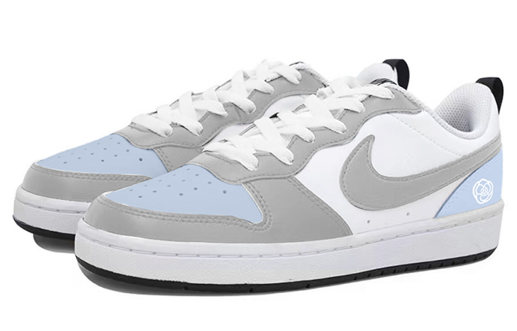 Lookbook Zapatillas Nike Court Borough Low 2 'Blanco Gris Azul - Camelia' BQ5448-104(TeamY-女款复古山茶花白灰蓝)