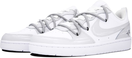 【訂製球鞋】Nike Court Borough Low 2 心電圖 低筒 板鞋 GS 白灰 Lookbook 【訂製球鞋】Nike Court Borough Low 2 心電圖 低筒 板鞋 GS 白灰