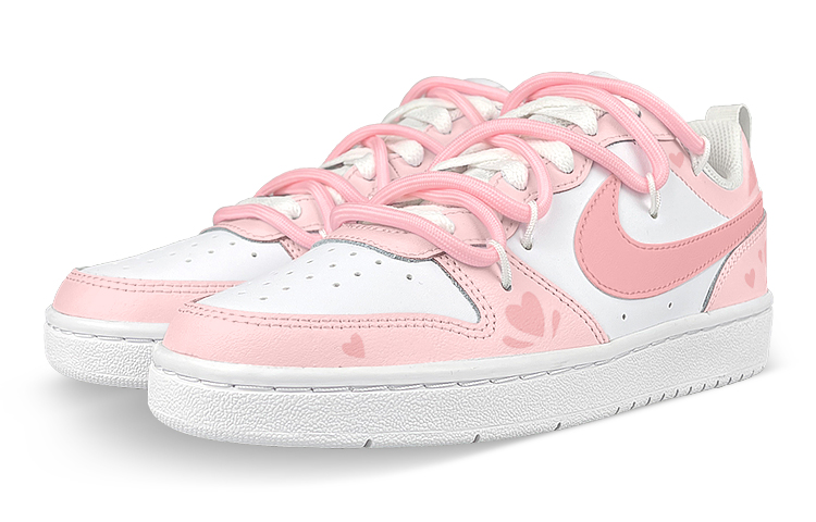 Lookbook [Sepatu Kustom] Nike Court Borough Low 2 'Putih Pink Hati Cinta' BQ5448-100(Team叁-女C粉心解SBOX)