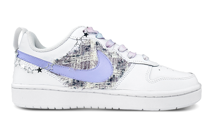 Order Zapatillas Nike Court Borough Low 2 'Blanco Parche Estrella Morado' BQ5448-100(Team47-女CB小香紫钩)