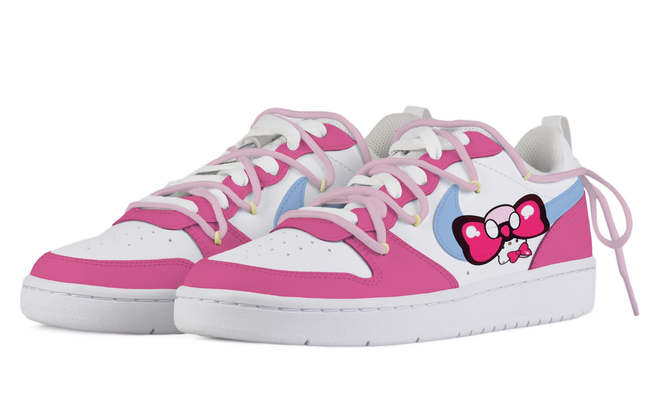 Lookbook [定制鞋] 耐克 Court Borough 低帮2 '白红' BQ5448-100(TeamD-GS款偷瞄凯蒂)