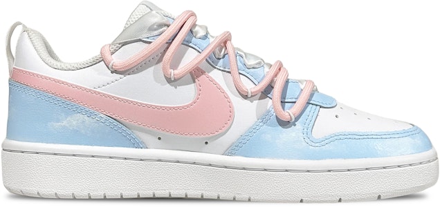 【訂製球鞋】Nike Court Borough Low 2 潮流復古 翼形 雙綁帶 低筒 板鞋 GS 白色 Order 【訂製球鞋】Nike Court Borough Low 2 潮流復古 翼形 雙綁帶 低筒 板鞋 GS 白色
