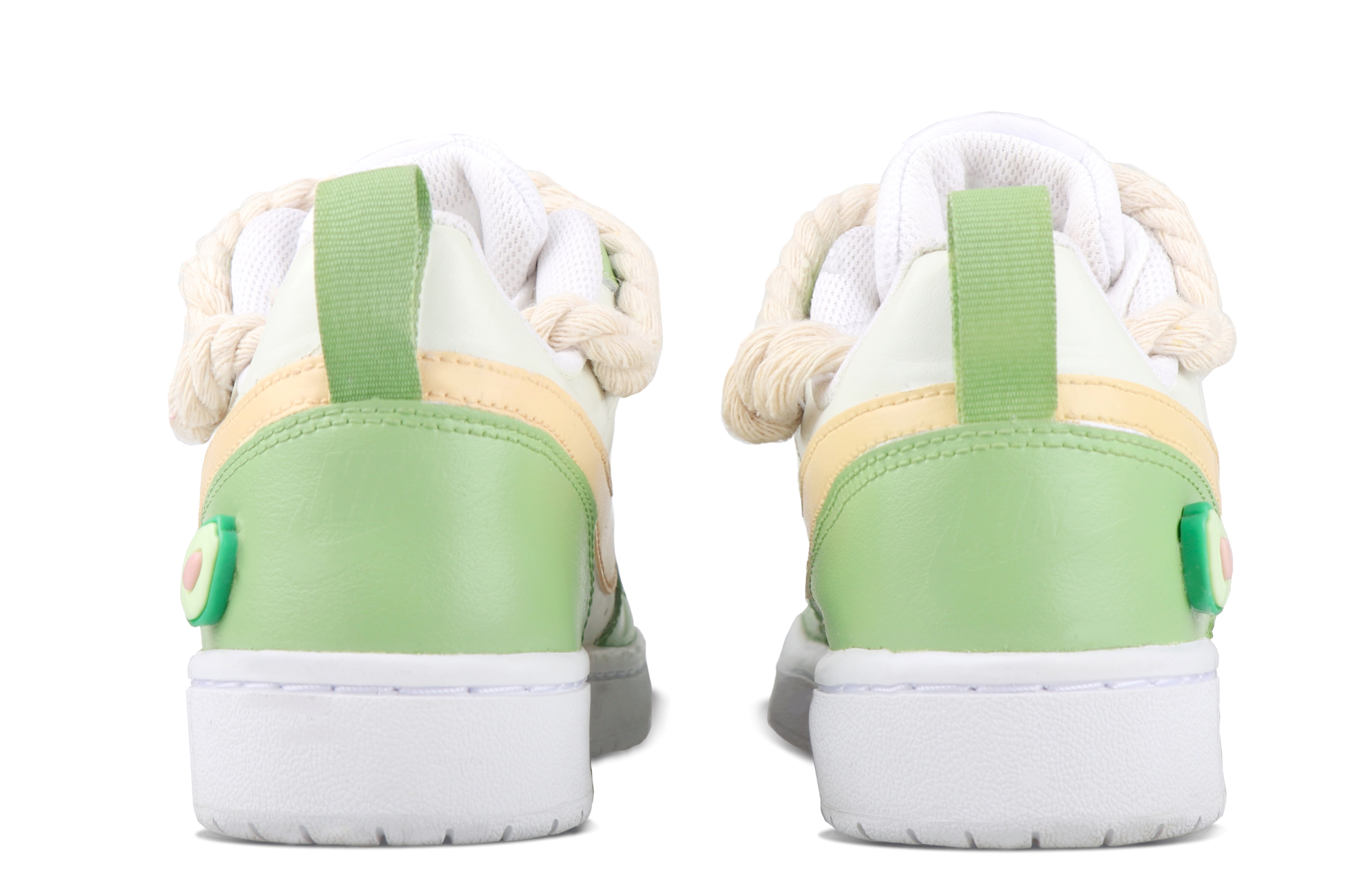 Shop [カスタムシューズ] ナイキ コート ボロー ロー 2 'ホワイト イエロー グリーン' BQ5448-100(TeamSix-女款-牛油果）