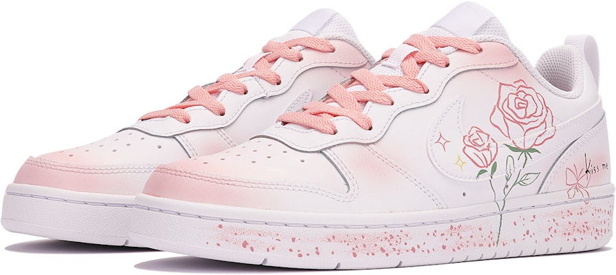 【定製球鞋】Nike Court Borough Low 2 原野玫瑰 浪漫情侶 潑墨 塗鴉 低幫 板鞋 GS 粉白 Lookbook 【定製球鞋】Nike Court Borough Low 2 原野玫瑰 浪漫情侶 潑墨 塗鴉 低幫 板鞋 GS 粉白