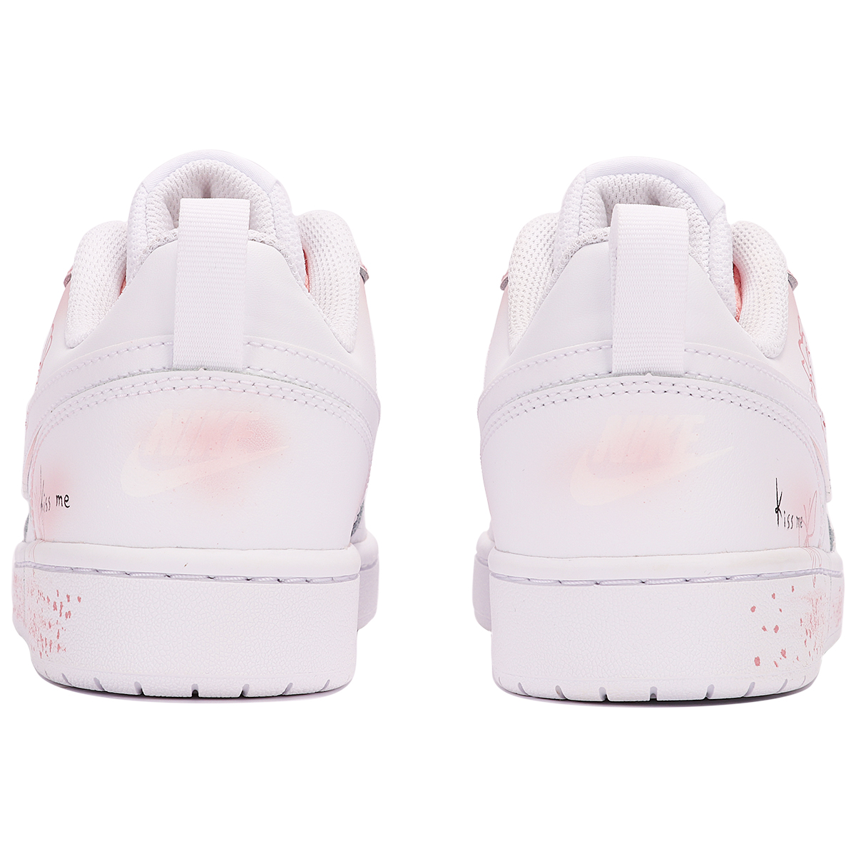 Shop 【定製球鞋】Nike Court Borough Low 2 原野玫瑰 浪漫情侶 潑墨 塗鴉 低幫 板鞋 GS 粉白