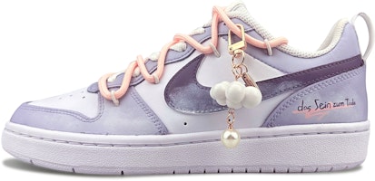 【客製球鞋】 Nike Court Borough Low 2 冬日暖陽 少女清新 解構 防滑減震 低筒 板鞋 GS 白紫 Buy 【客製球鞋】 Nike Court Borough Low 2 冬日暖陽 少女清新 解構 防滑減震 低筒 板鞋 GS 白紫