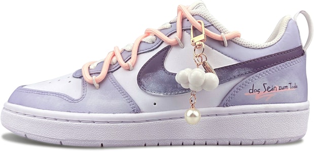 【客製球鞋】 Nike Court Borough Low 2 冬日暖陽 少女清新 解構 防滑減震 低筒 板鞋 GS 白紫 Buy 【客製球鞋】 Nike Court Borough Low 2 冬日暖陽 少女清新 解構 防滑減震 低筒 板鞋 GS 白紫