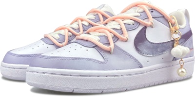 【客製球鞋】 Nike Court Borough Low 2 冬日暖陽 少女清新 解構 防滑減震 低筒 板鞋 GS 白紫 Lookbook 【客製球鞋】 Nike Court Borough Low 2 冬日暖陽 少女清新 解構 防滑減震 低筒 板鞋 GS 白紫