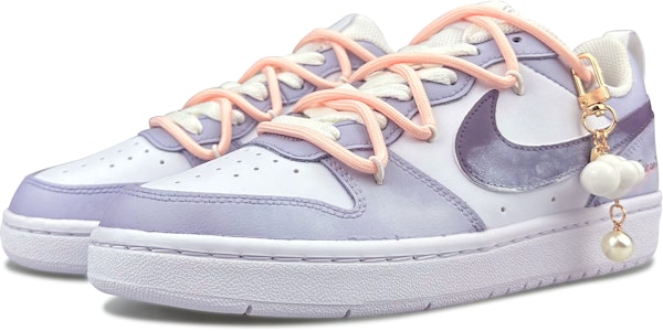 【客製球鞋】 Nike Court Borough Low 2 冬日暖陽 少女清新 解構 防滑減震 低筒 板鞋 GS 白紫 Lookbook 【客製球鞋】 Nike Court Borough Low 2 冬日暖陽 少女清新 解構 防滑減震 低筒 板鞋 GS 白紫