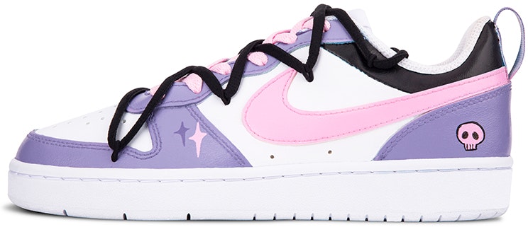 custom-shoes-nike-court-borough-low-2-y2-k-deconstructed-purple-pink-skulls
