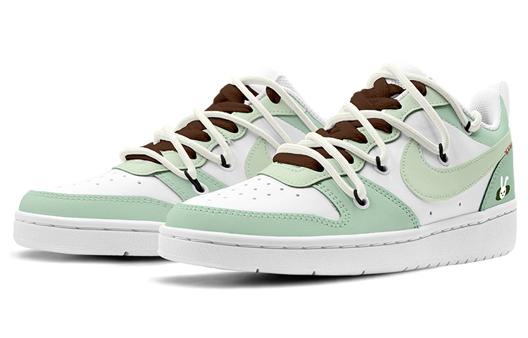 Shop [Sepatu Custom] Nike Court Borough Low 2 'Tahun Kelinci Kartun Hijau Putih' BQ5448-100(TeamK-流氓兔S-BOX)