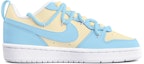 Order 【客製化球鞋】Nike Court Borough Low 2 黃藍疊勾 撞色 潮流 復古 手繪 解構鞋帶 低幫 板鞋 GS 天藍色