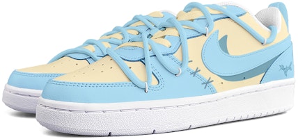 【客製化球鞋】Nike Court Borough Low 2 黃藍疊勾 撞色 潮流 復古 手繪 解構鞋帶 低幫 板鞋 GS 天藍色 Lookbook 【客製化球鞋】Nike Court Borough Low 2 黃藍疊勾 撞色 潮流 復古 手繪 解構鞋帶 低幫 板鞋 GS 天藍色