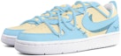Lookbook 【客製化球鞋】Nike Court Borough Low 2 黃藍疊勾 撞色 潮流 復古 手繪 解構鞋帶 低幫 板鞋 GS 天藍色