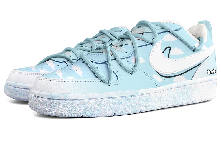 Shop [Sepatu Kustom] Nike Court Borough Low 2 Kustom 'Langit Biru dan Awan Putih' BQ5448-100（Team13-蓝天白云）