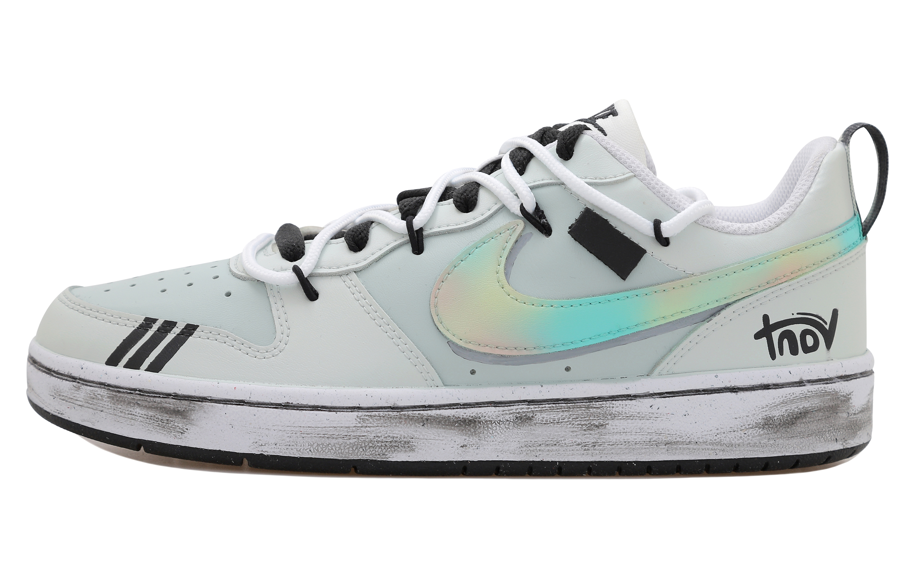 Buy [カスタムシューズ] ナイキ コートバラロー Low 2 グレー/ホワイト/アクア 'グラデーション デコンストラクト フューチャー' DV5456-104-484903