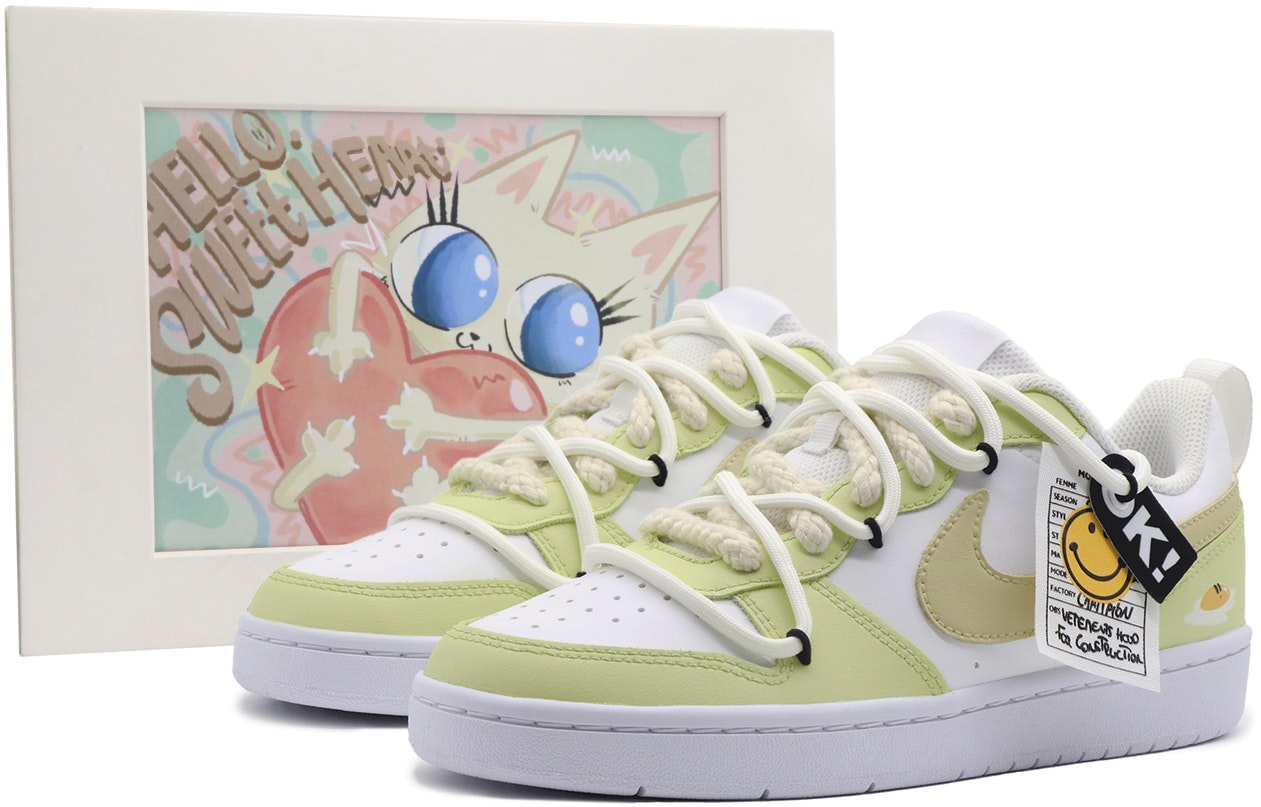 custom-shoes-nike-court-borough-low-avocado-grey-white