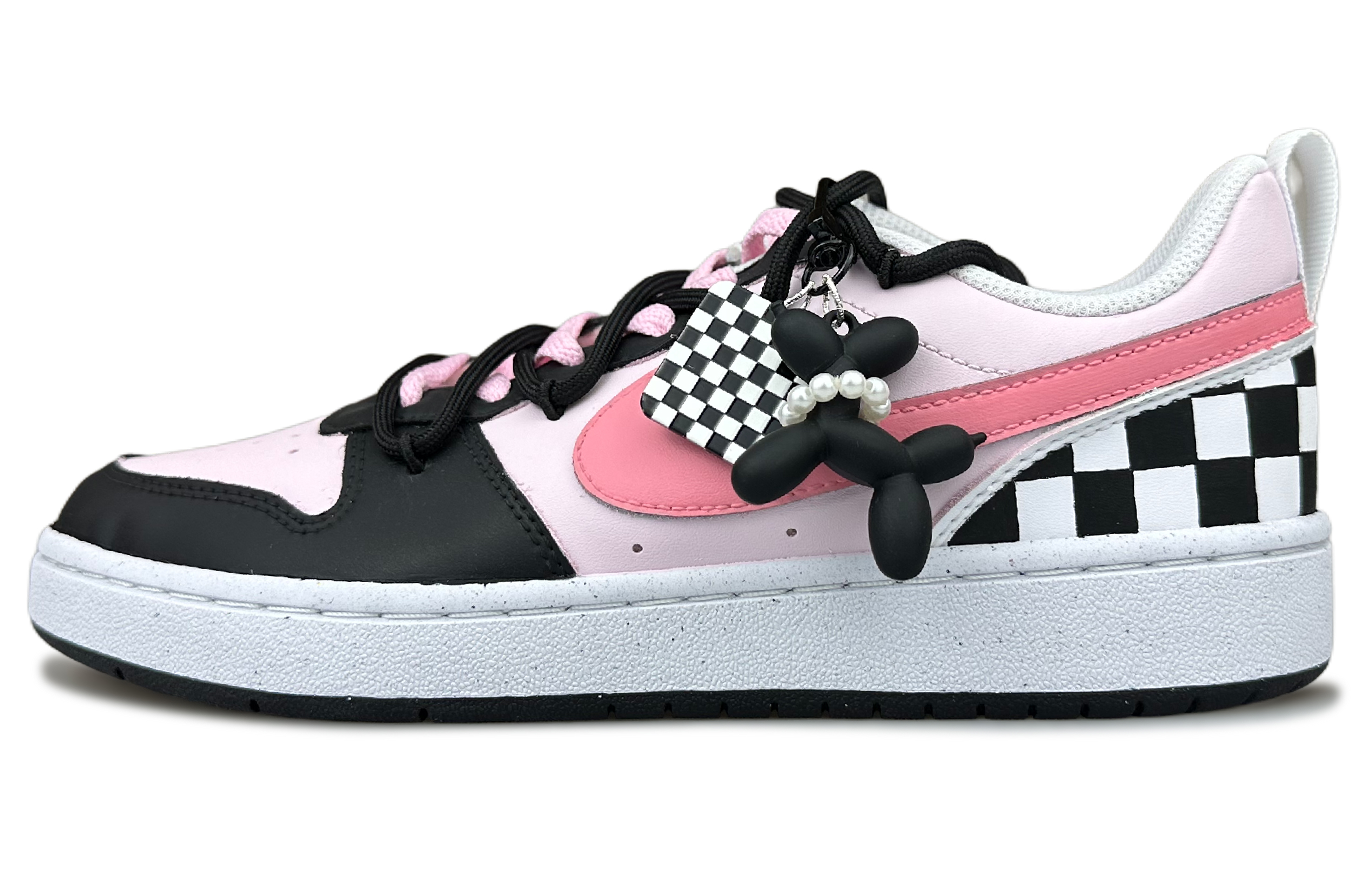 Order [Kasut Tersuai] Nike Court Borough Low 'Pesta Belon Hitam Merah Jambu' DV5456-104(Team79-女款气球派对)