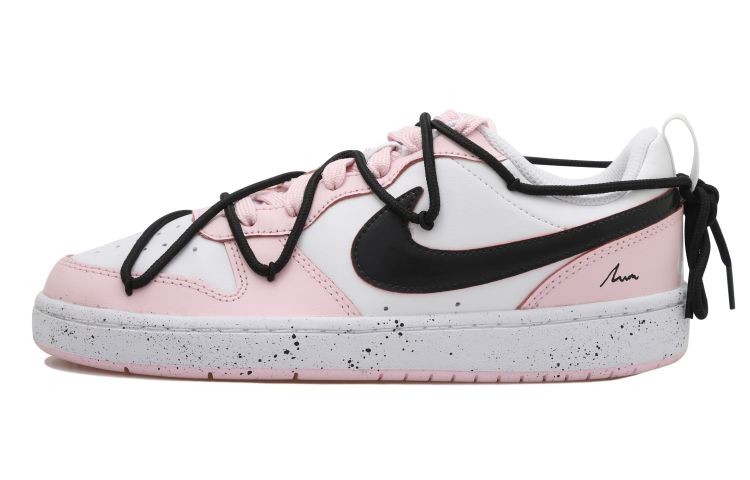 Buy [Kasut Custom] Nike Court Borough Low 'Hitam-Pink Splatter Deconstructed' DQ0492-100(Team拾玖-黑粉泼墨S-BOX)
