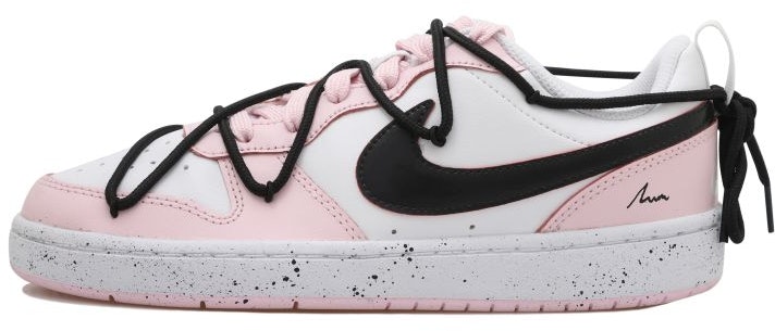custom-shoes-nike-court-borough-low-black-pink-splatter-deconstructed
