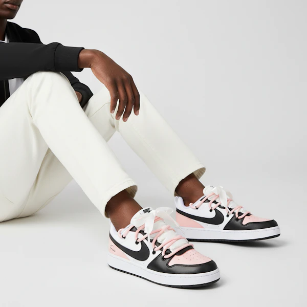 【客製球鞋】Nike Court Borough 高街 Vibe風 禮盒 英文 低筒 板鞋 GS 黑粉 Order 【客製球鞋】Nike Court Borough 高街 Vibe風 禮盒 英文 低筒 板鞋 GS 黑粉