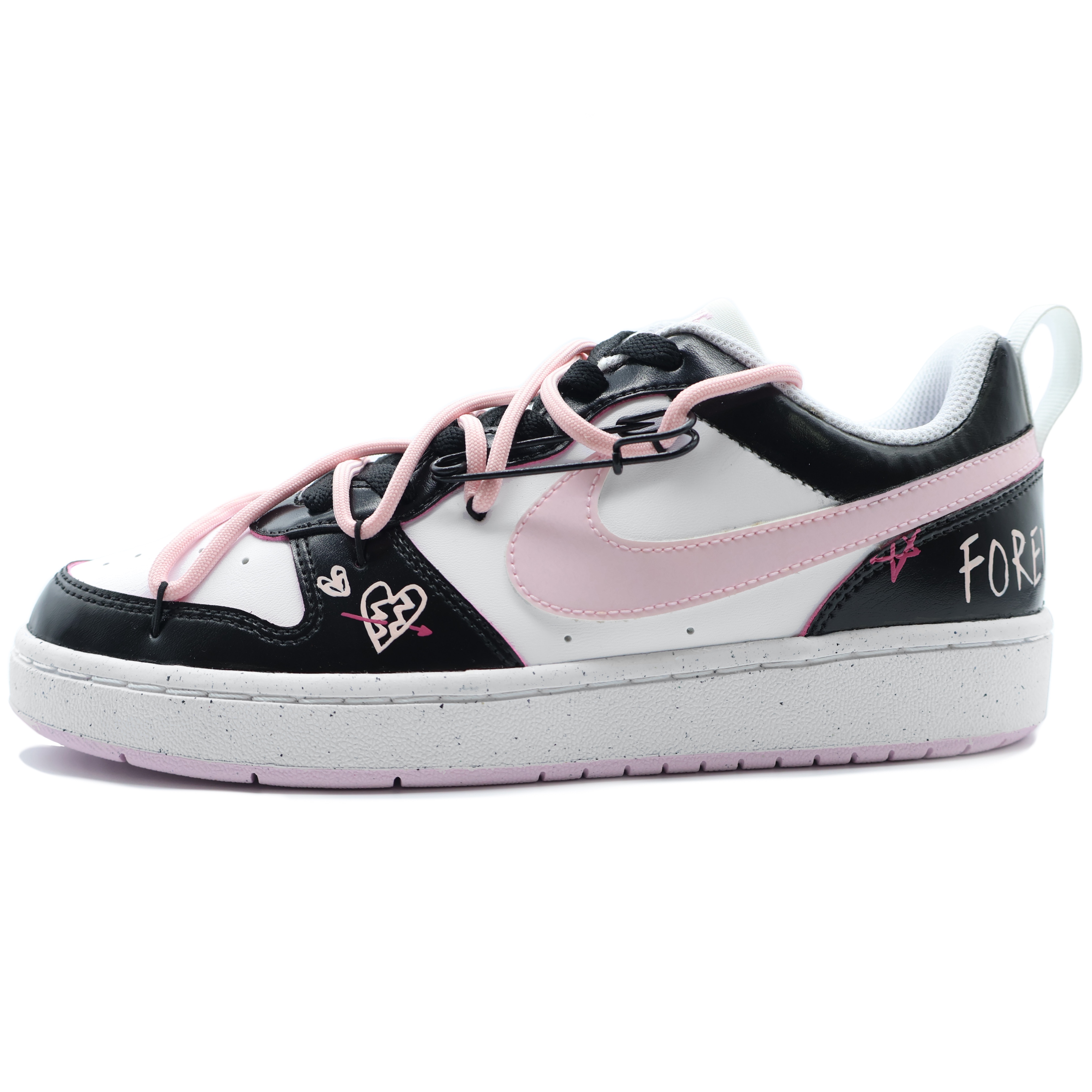 Lookbook [Sepatu Kustom] Nike Court Borough Low 'Hitam-Pink Grafiti' DV5456-105（Team155-forever）