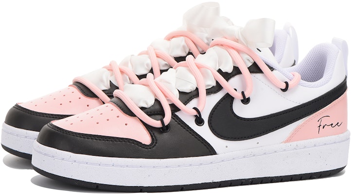 【客製球鞋】Nike Court Borough 高街 Vibe風 禮盒 英文 低筒 板鞋 GS 黑粉 Purchase 【客製球鞋】Nike Court Borough 高街 Vibe風 禮盒 英文 低筒 板鞋 GS 黑粉