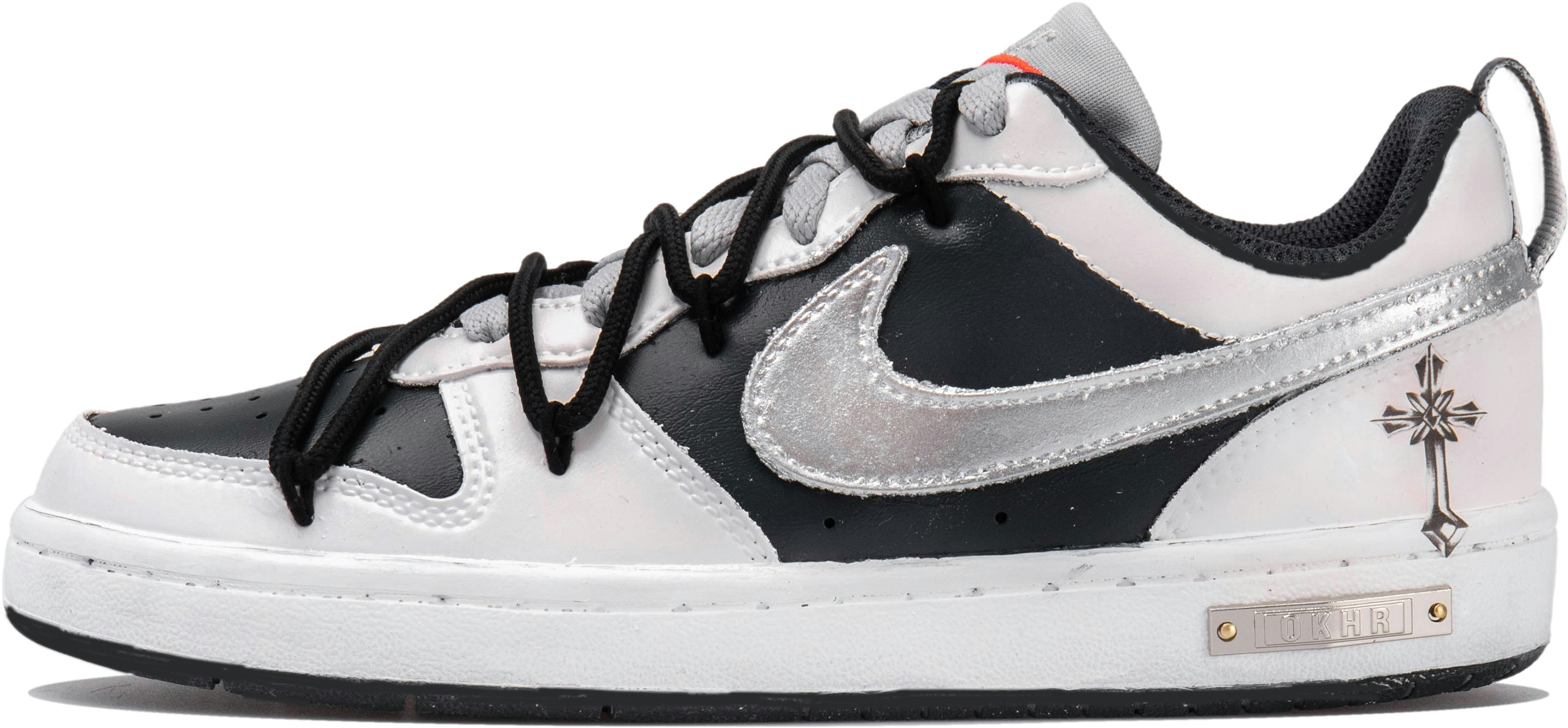 custom-shoes-nike-court-borough-low-black-blue-white-gothic-deconstructed