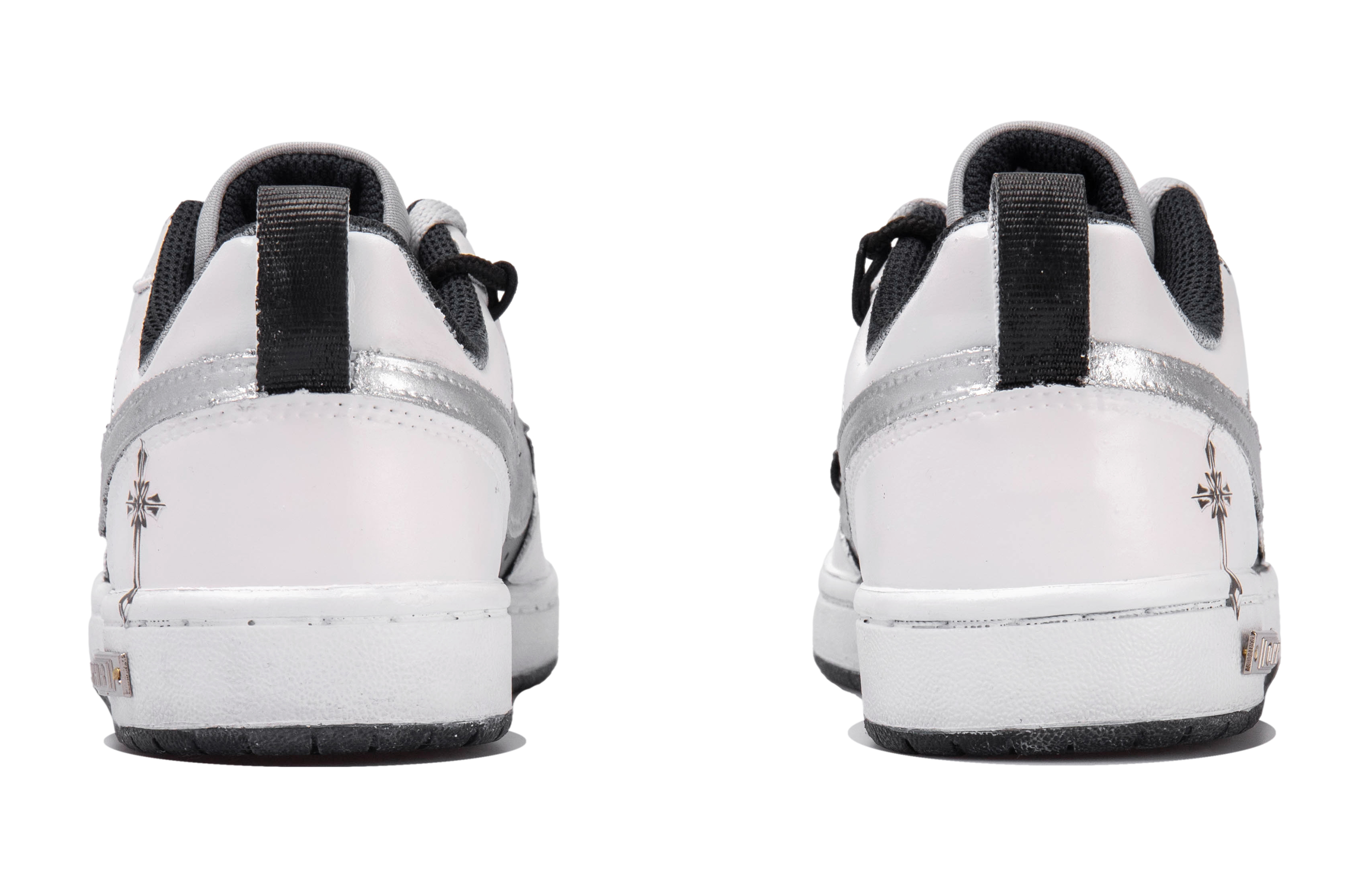 Purchase 【自訂球鞋】Nike Court Borough OKHR 簡約十字架 銀勾 鐵牌裝飾 哥特風格解構 涂鴉 低筒 桌球鞋 GS 黑藍白