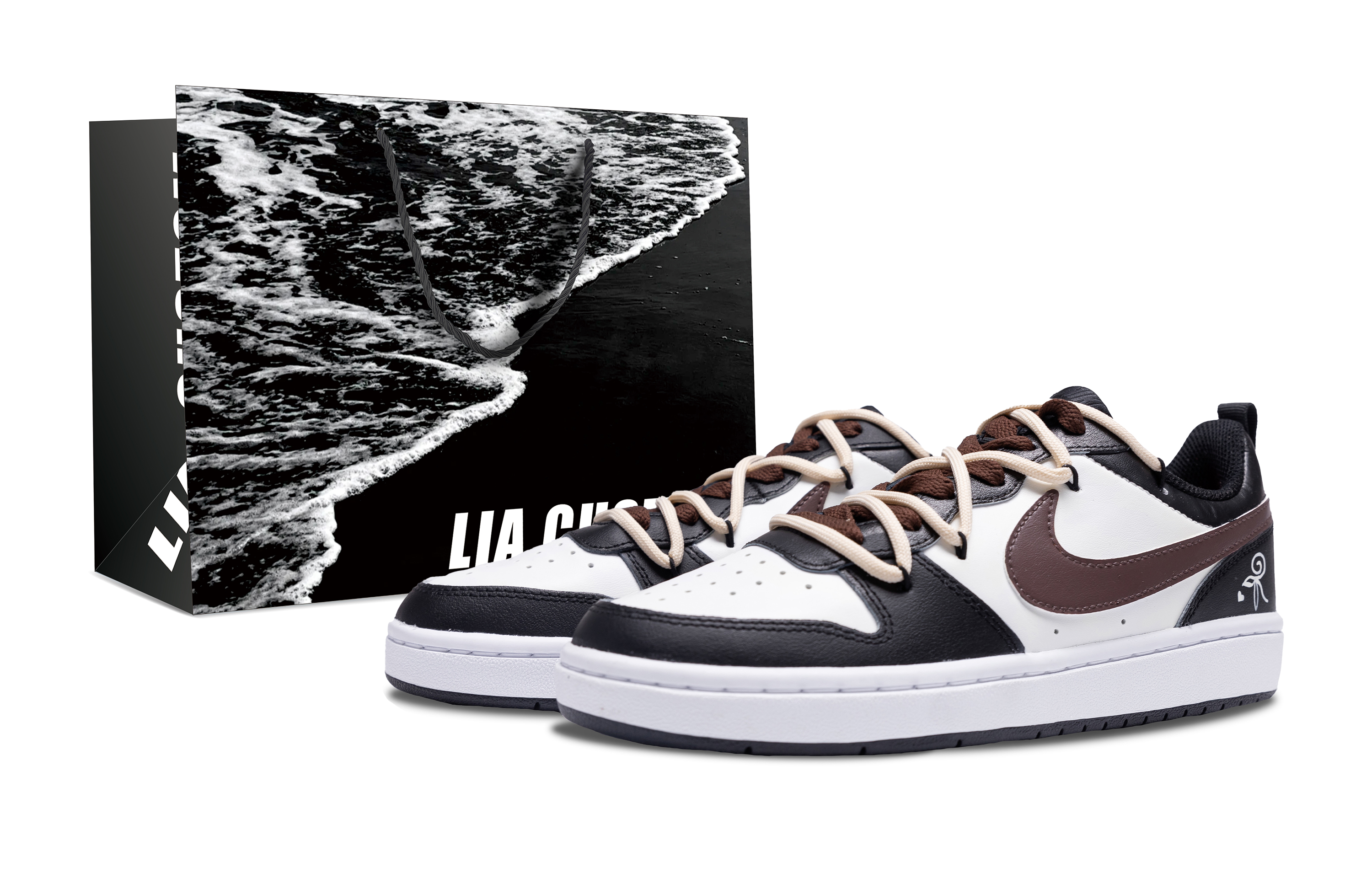 Buy 나이키 코트 버로우 로우 '블랙 브라운 커스텀' (Nike Court Borough Low '블랙 브라운 커스텀') BQ5448-115(Team7-GS-OX-S-BOX)