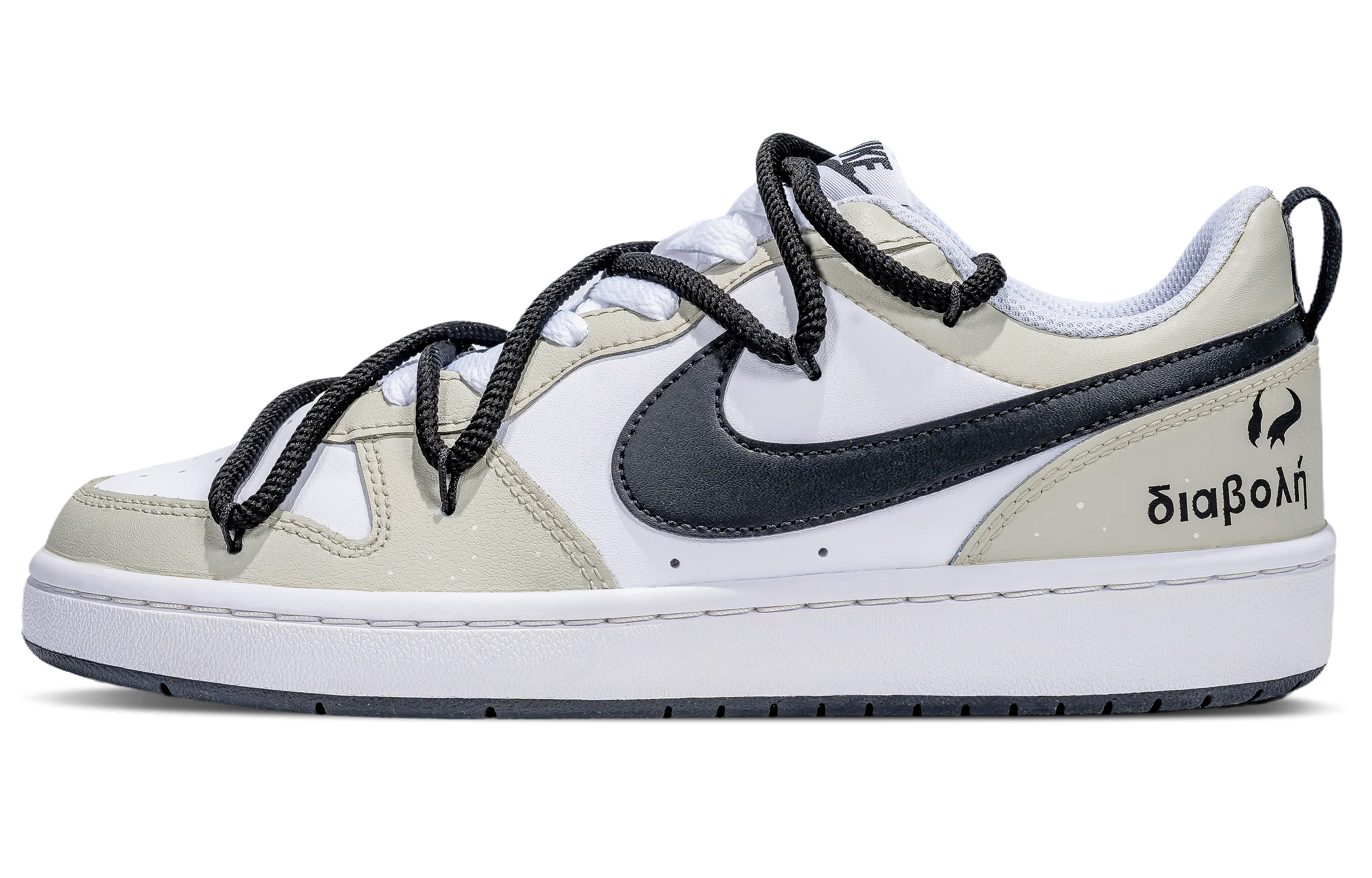 Buy [Kasut Custom] Nike Court Borough Low 'Hitam Coklat Iblis Malaikat' BQ5448-104(Team拾陆-天使与恶魔)