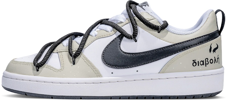 【訂製球鞋】Nike Court Borough 惡魔中的天使 小眾簡約 搭配百變 清新可愛 躲貓貓 低筒 板鞋 GS 黑棕 Buy 【訂製球鞋】Nike Court Borough 惡魔中的天使 小眾簡約 搭配百變 清新可愛 躲貓貓 低筒 板鞋 GS 黑棕