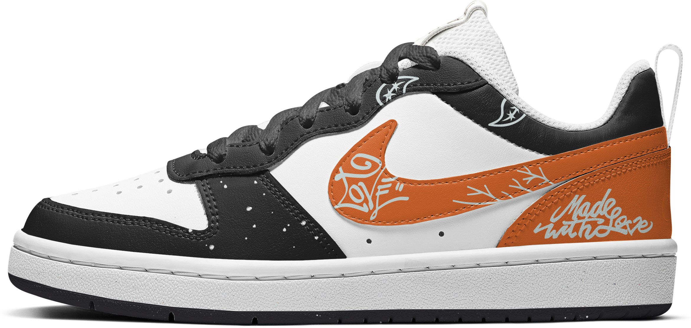 custom-shoes-nike-court-borough-low-black-orange-paisley-love