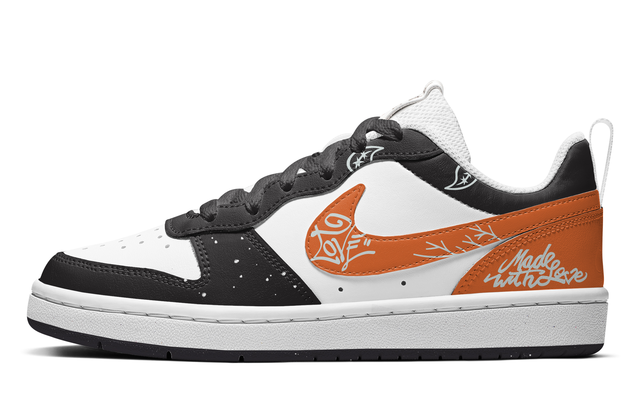 Order ナイキ コート Borough Low "黒橙ペイズリー愛" (カスタム) DV5456-108(TeamA-现爱情造扣碎腰果)