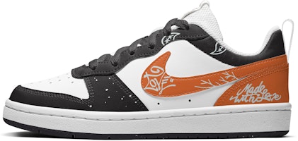 【訂製球鞋】 Nike Court Borough系列 減齡愛情 腰果花 潮流 街頭 字母 解構高街 扣碎 低筒 板鞋 GS 黑橙 Order 【訂製球鞋】 Nike Court Borough系列 減齡愛情 腰果花 潮流 街頭 字母 解構高街 扣碎 低筒 板鞋 GS 黑橙