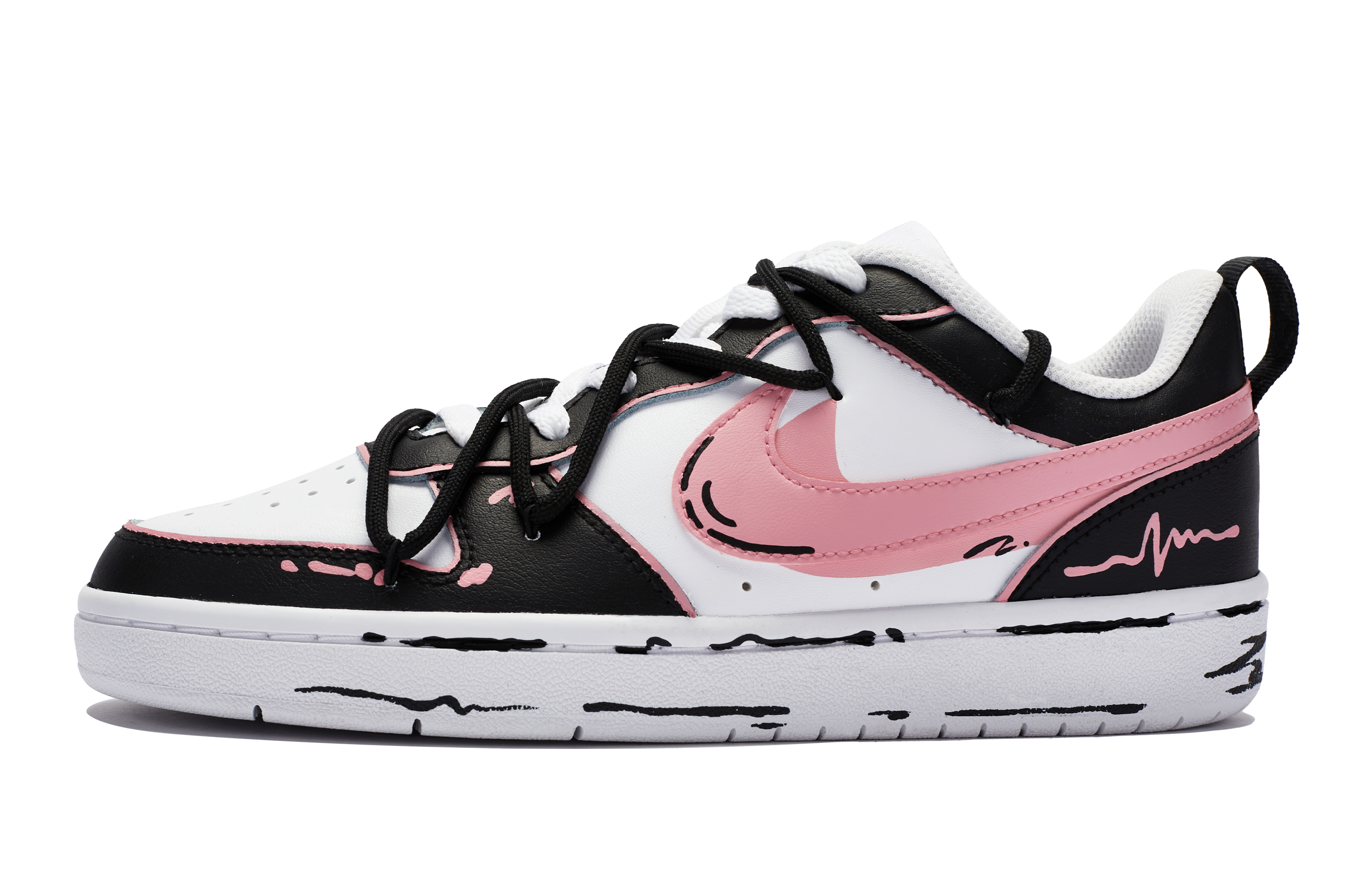 Buy [定制鞋] 耐克Court Borough低帮 '黑粉甜美动漫' BQ5448-100-446035