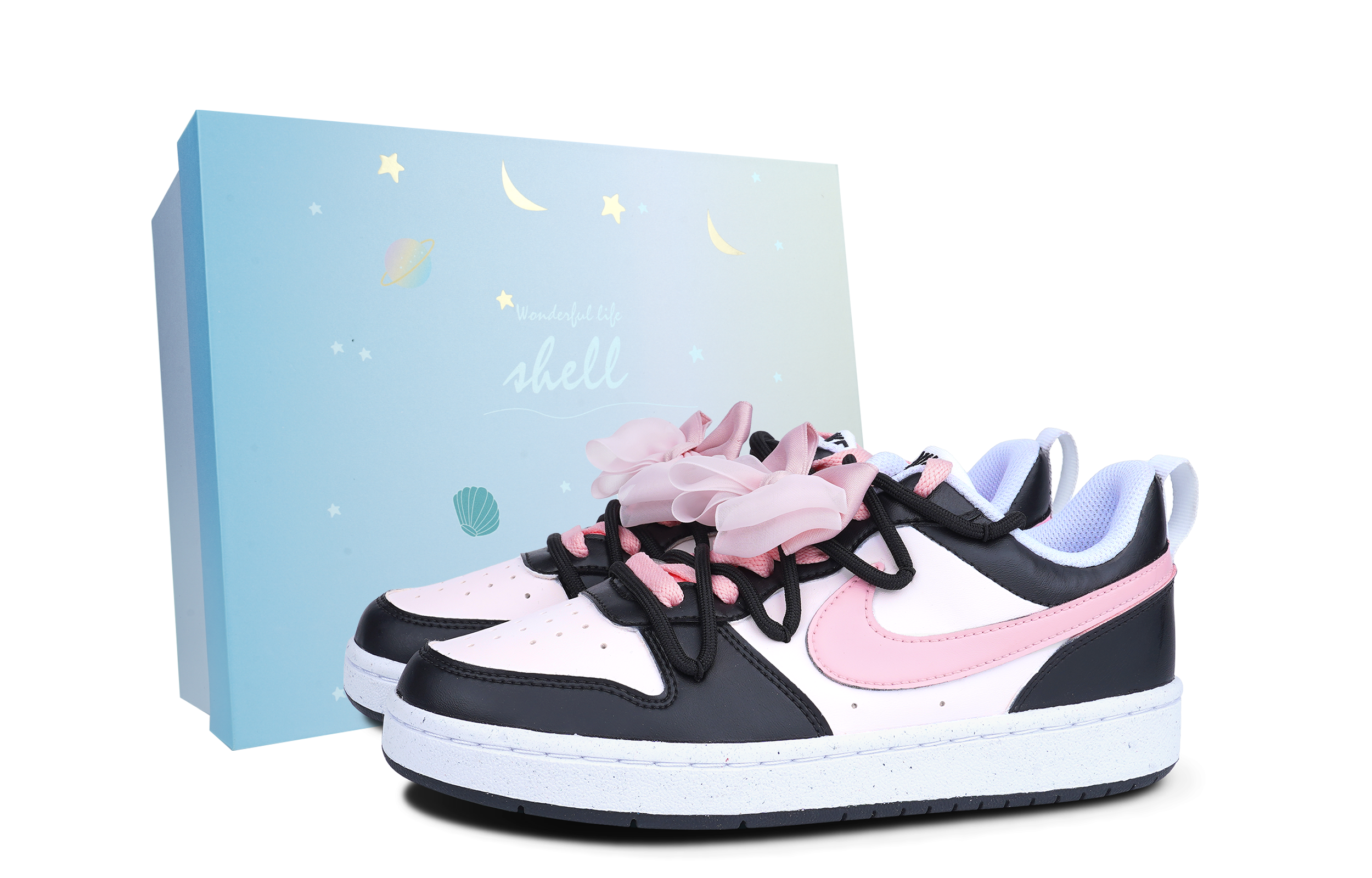 Buy Zapatillas Nike Court Borough Low 'Negro Rosa Lazos Deconstruidos' DV5456-104-454002