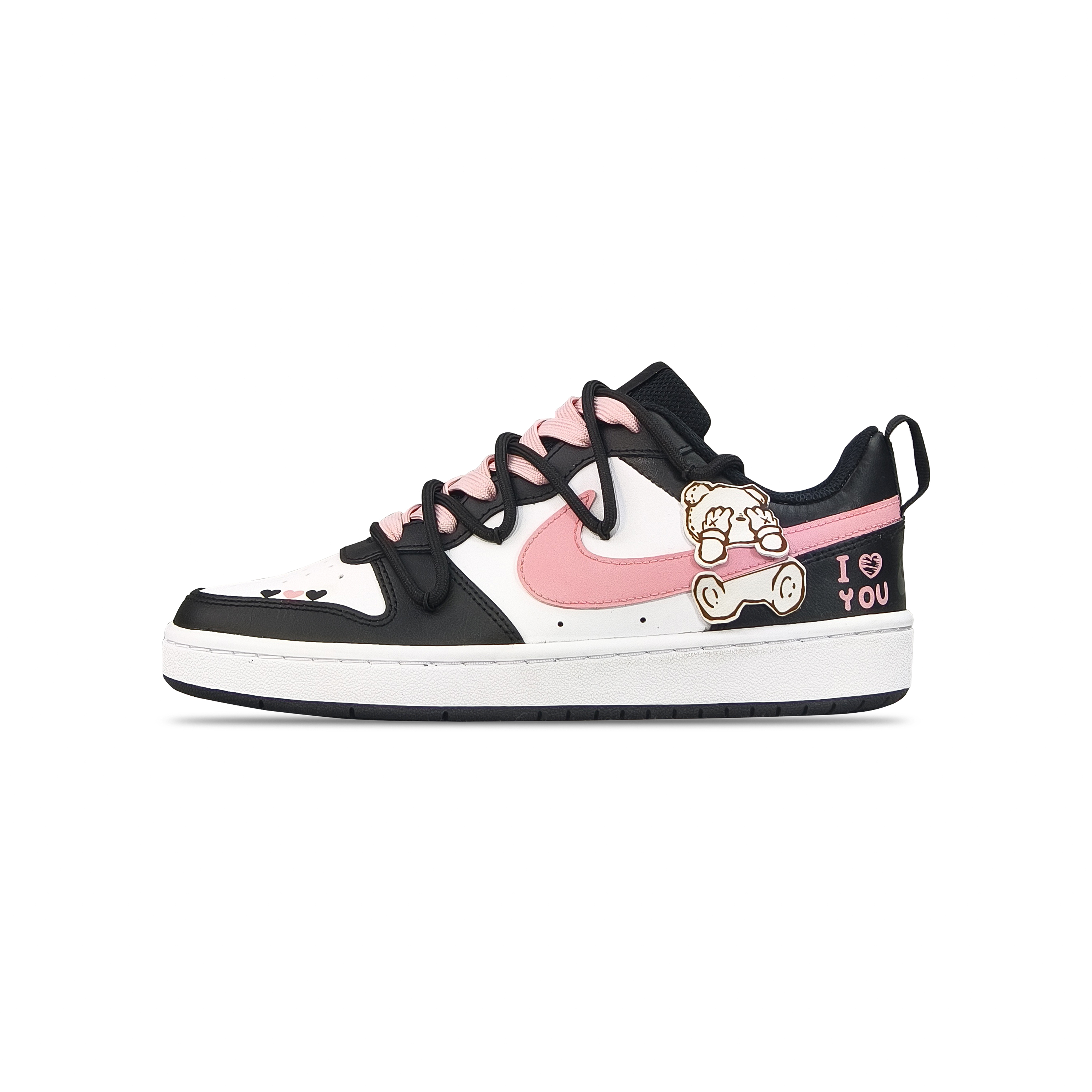 [Custom Shoes] Nike Court Borough Low 'Black Pink Bear'