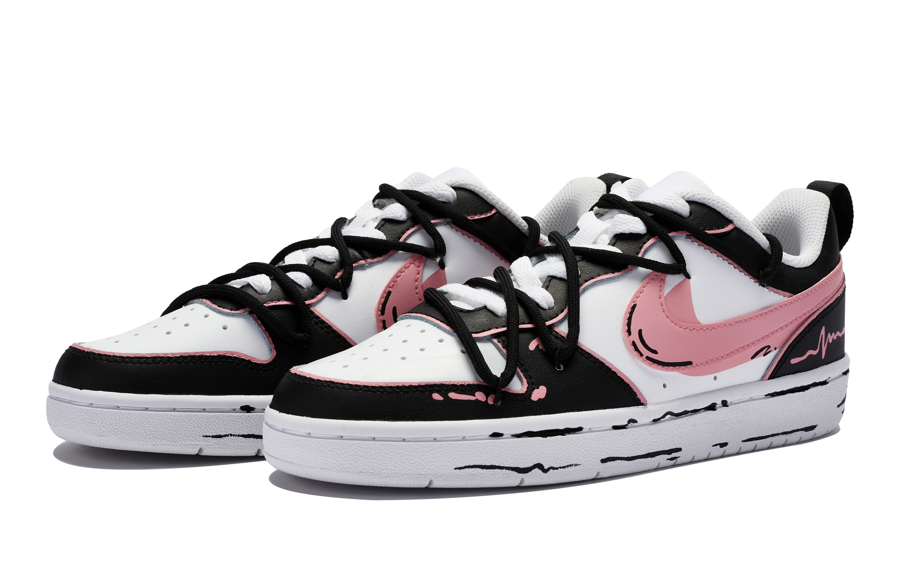 Lookbook [定制鞋] 耐克Court Borough低帮 '黑粉甜美动漫' BQ5448-100-446035