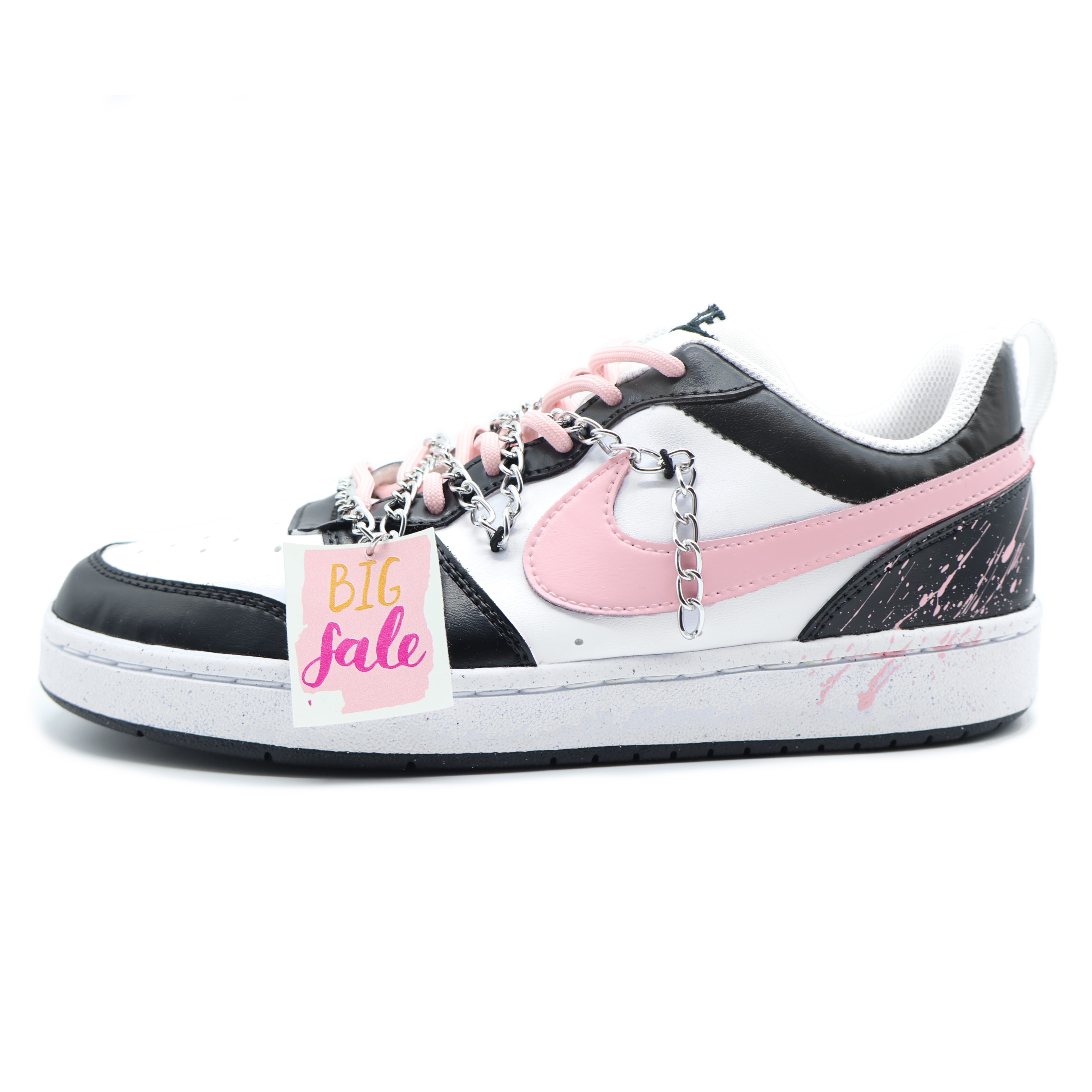 [Custom Shoes] Nike Court Borough Low 'Black Pink Metal Splatter' 圖 3
